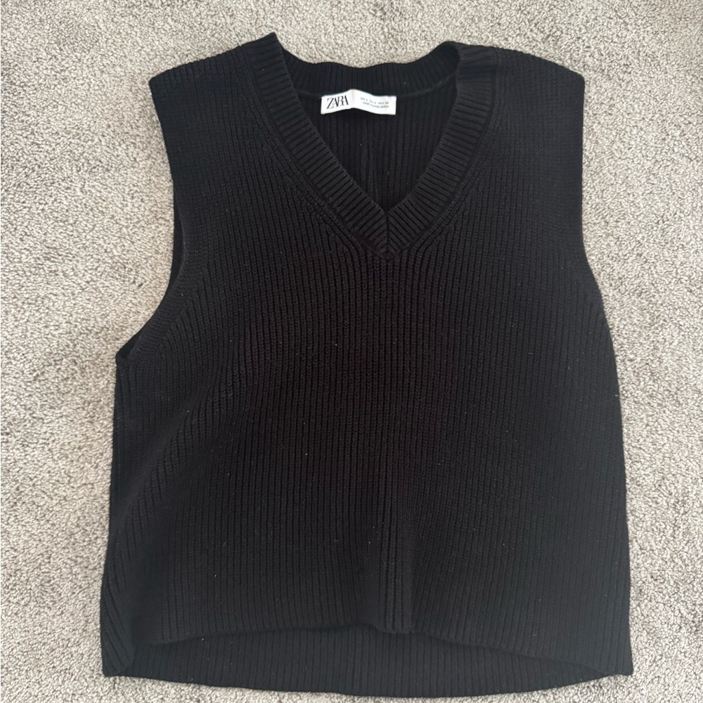 Zara Black Knit Sweater Vest